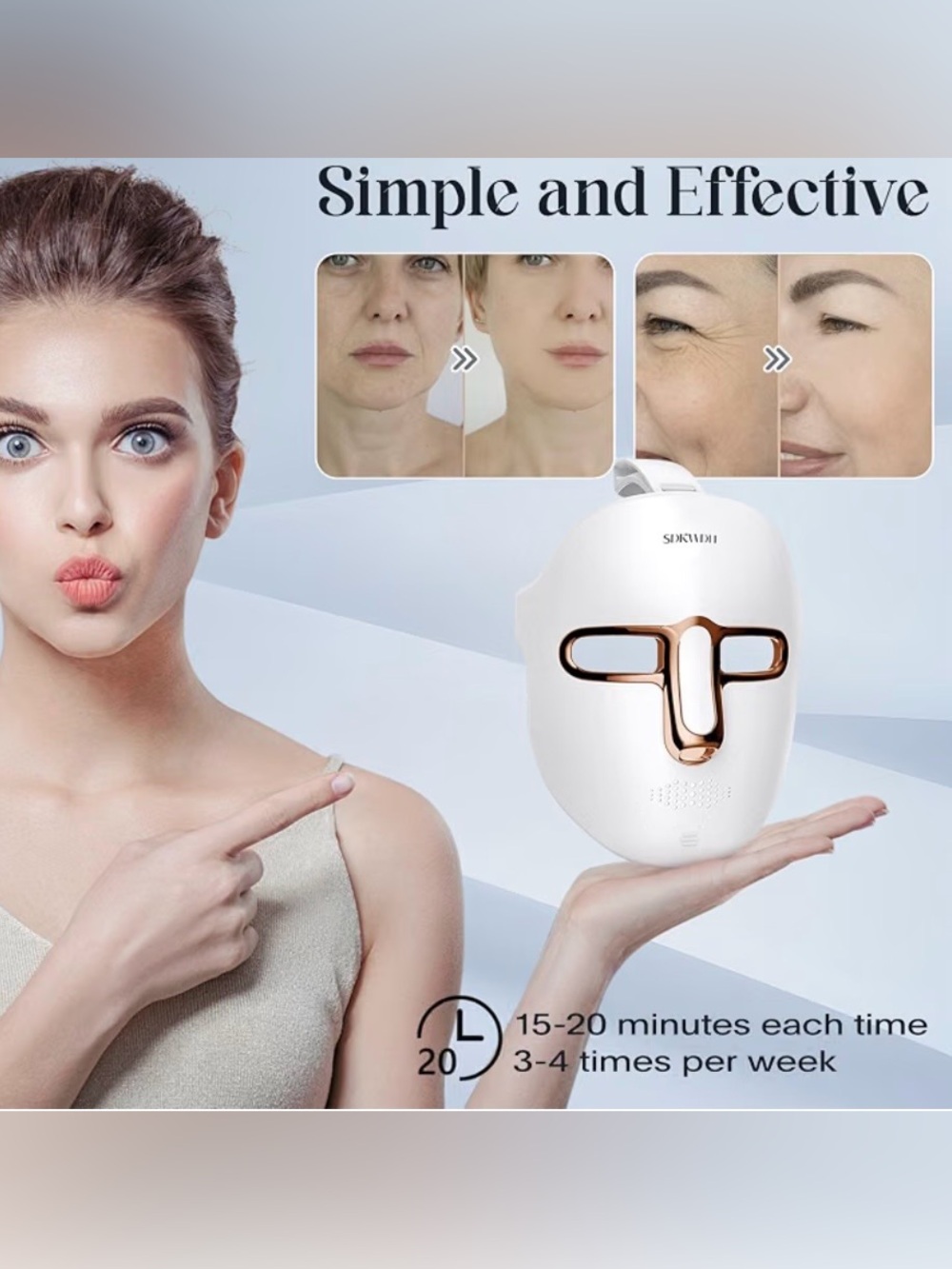 SDKWDH 7  Light Mask for Face, Led Face Mask Light Therapy for Skincare, NEW
